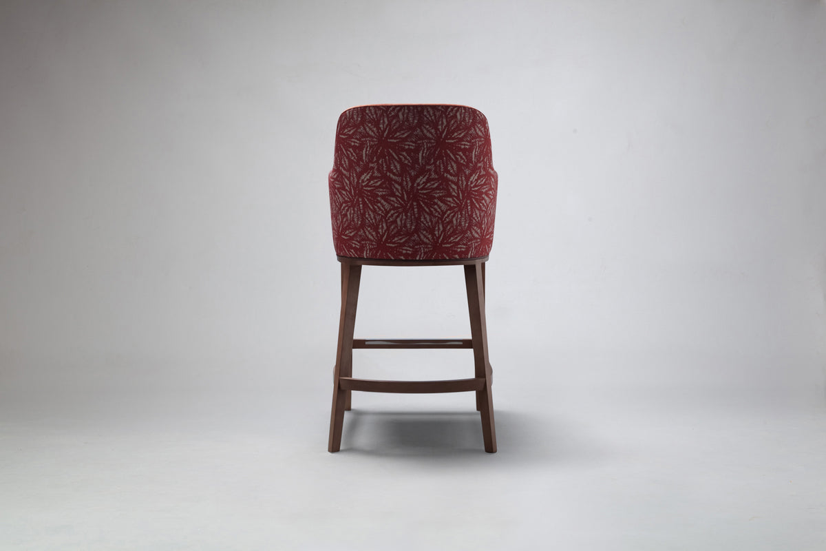 Rear View of Elroy Half Arm Carver Bar Stool