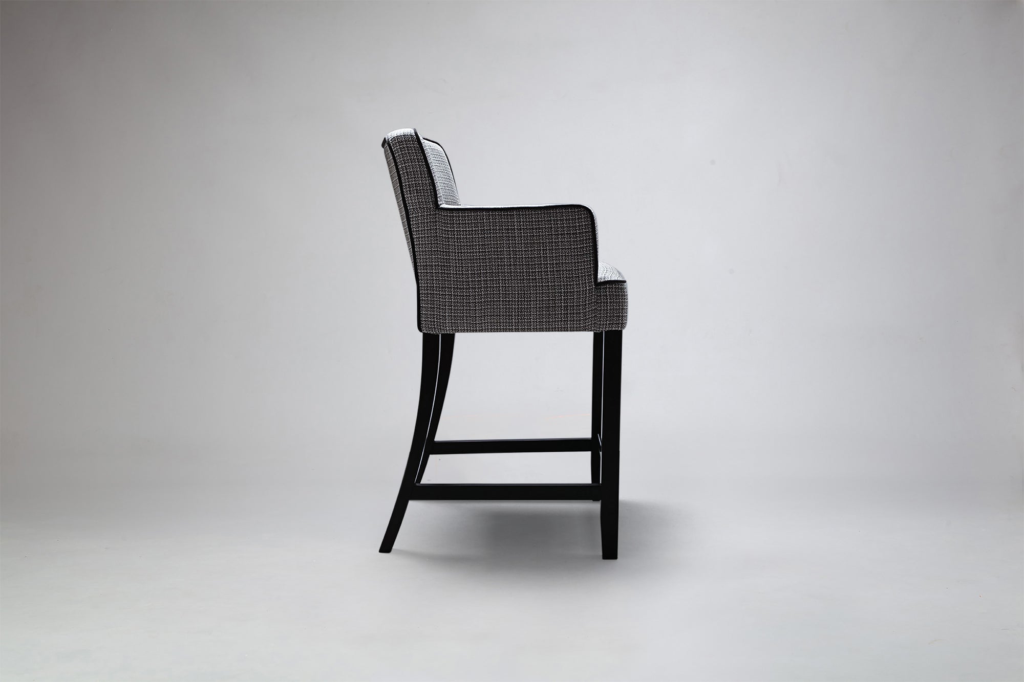 Side View Mel Carver Bar Stool With piping