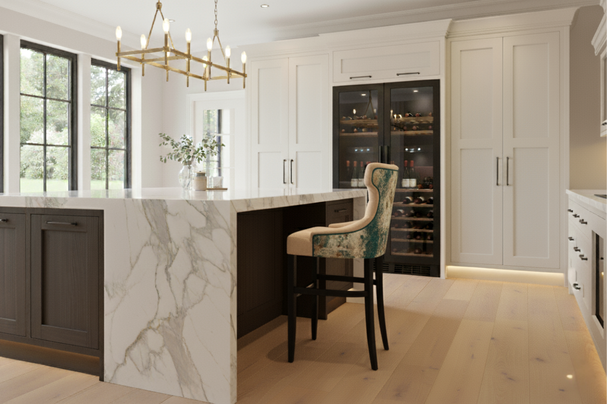 Apollo Wing Button Back Bar Stool in luxurious kitchen setting