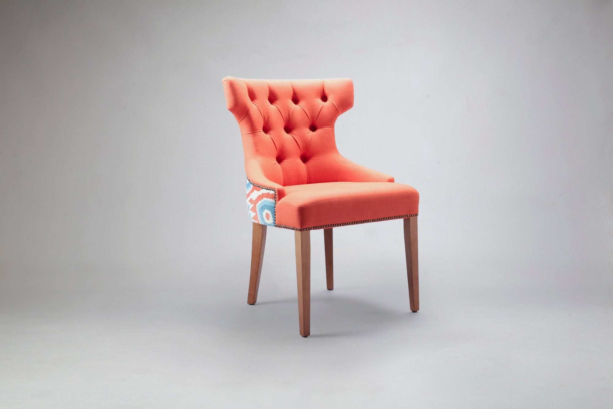 Side On View Apollo Button Wing Back Dining Chair