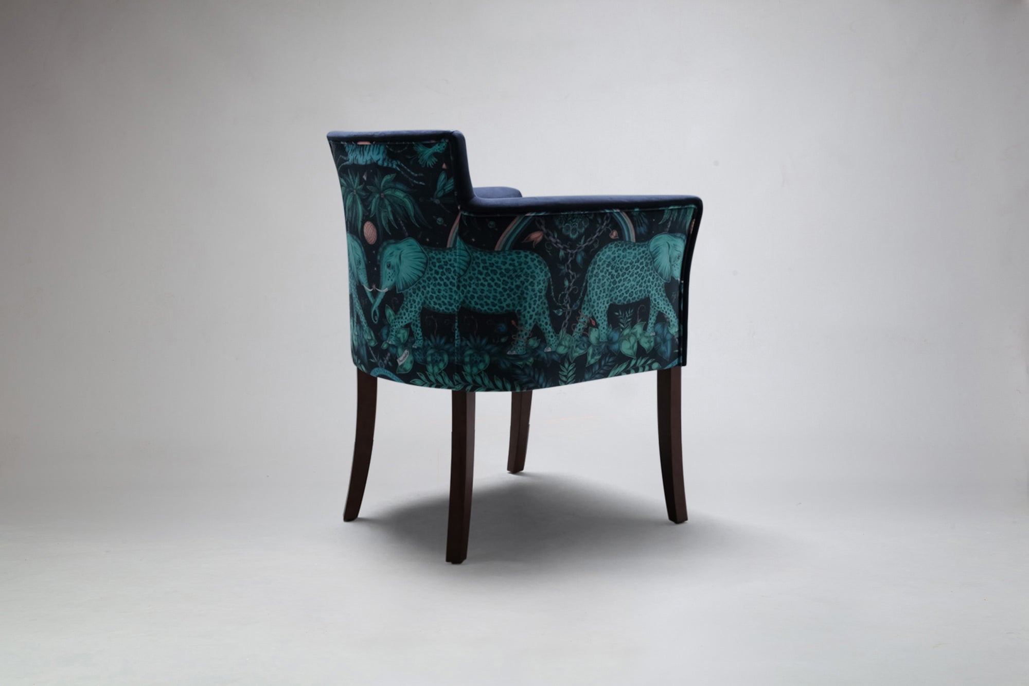 rear view of hampton carver dining chair in contrasting fabrics