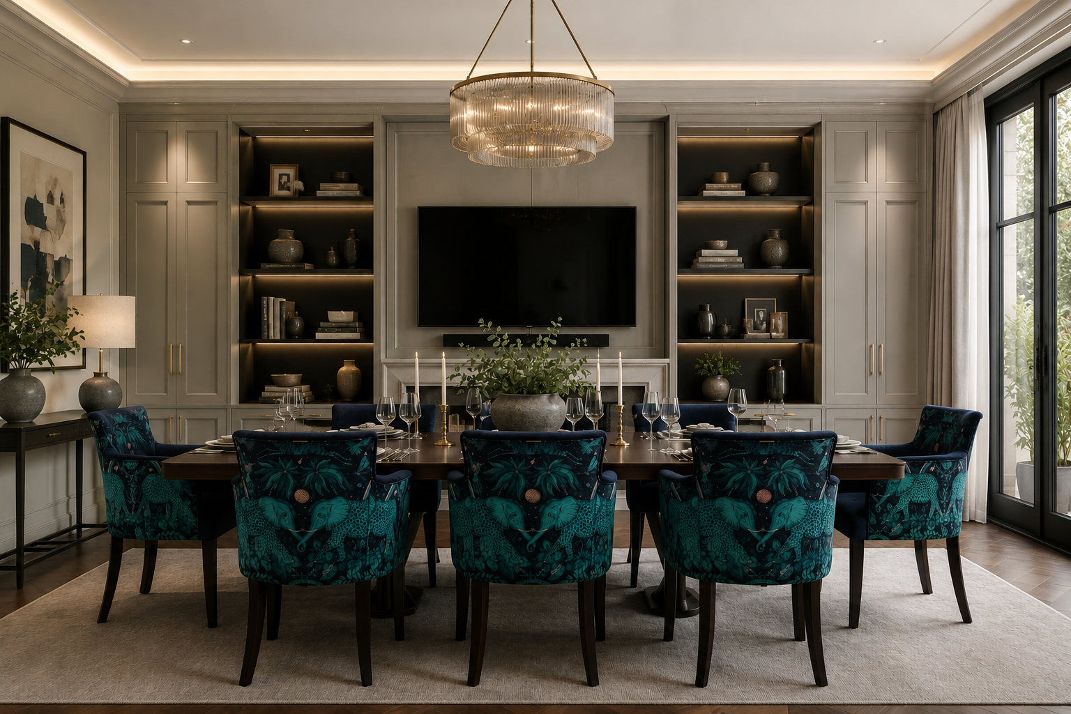dining room view with the carver dining chairs