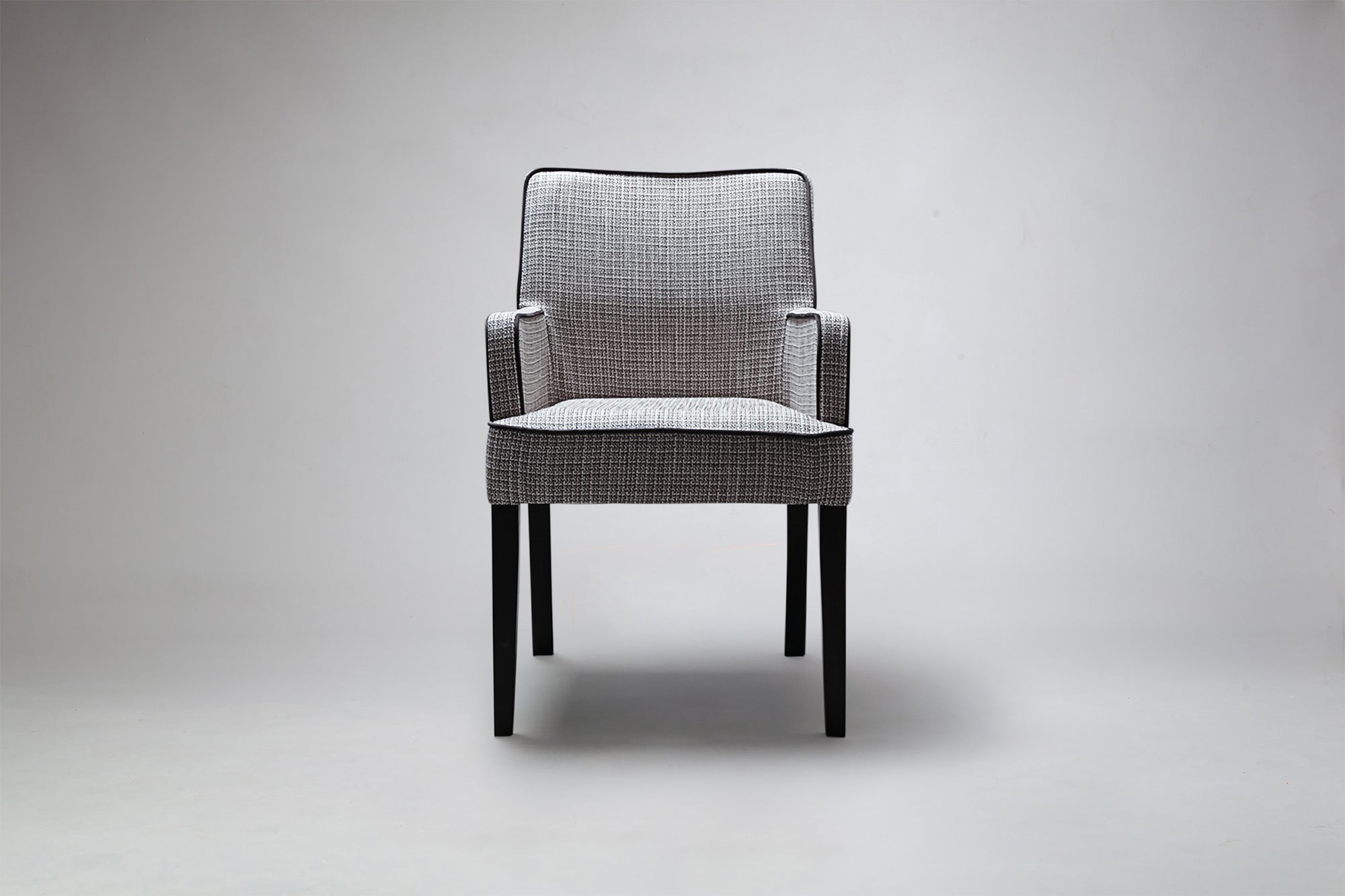 Mel Carver High Back Dining Chair with elegant upholstery and piping detail