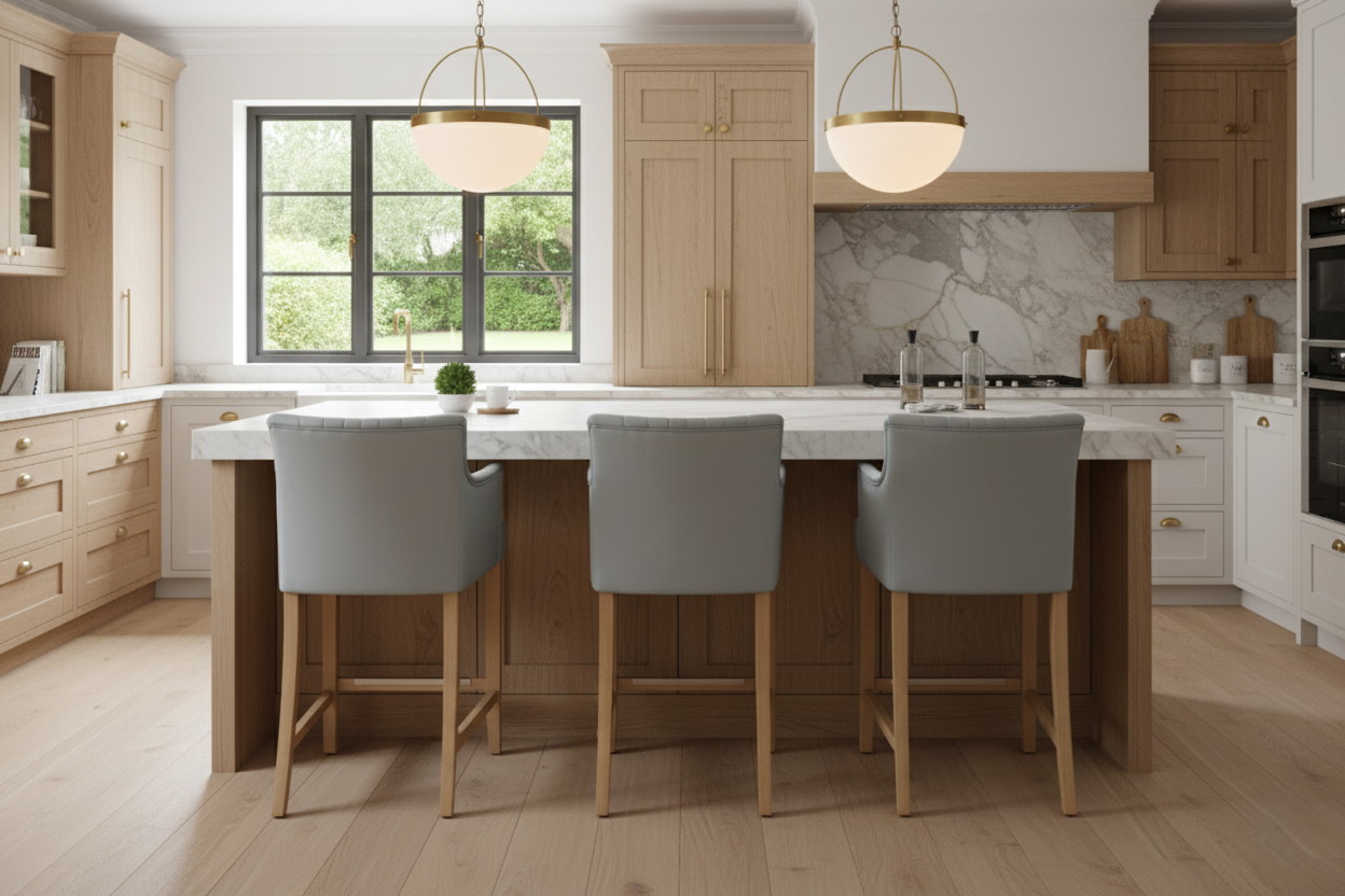 Mel Flute Back Carver Bar Stool In High End Kitchen
