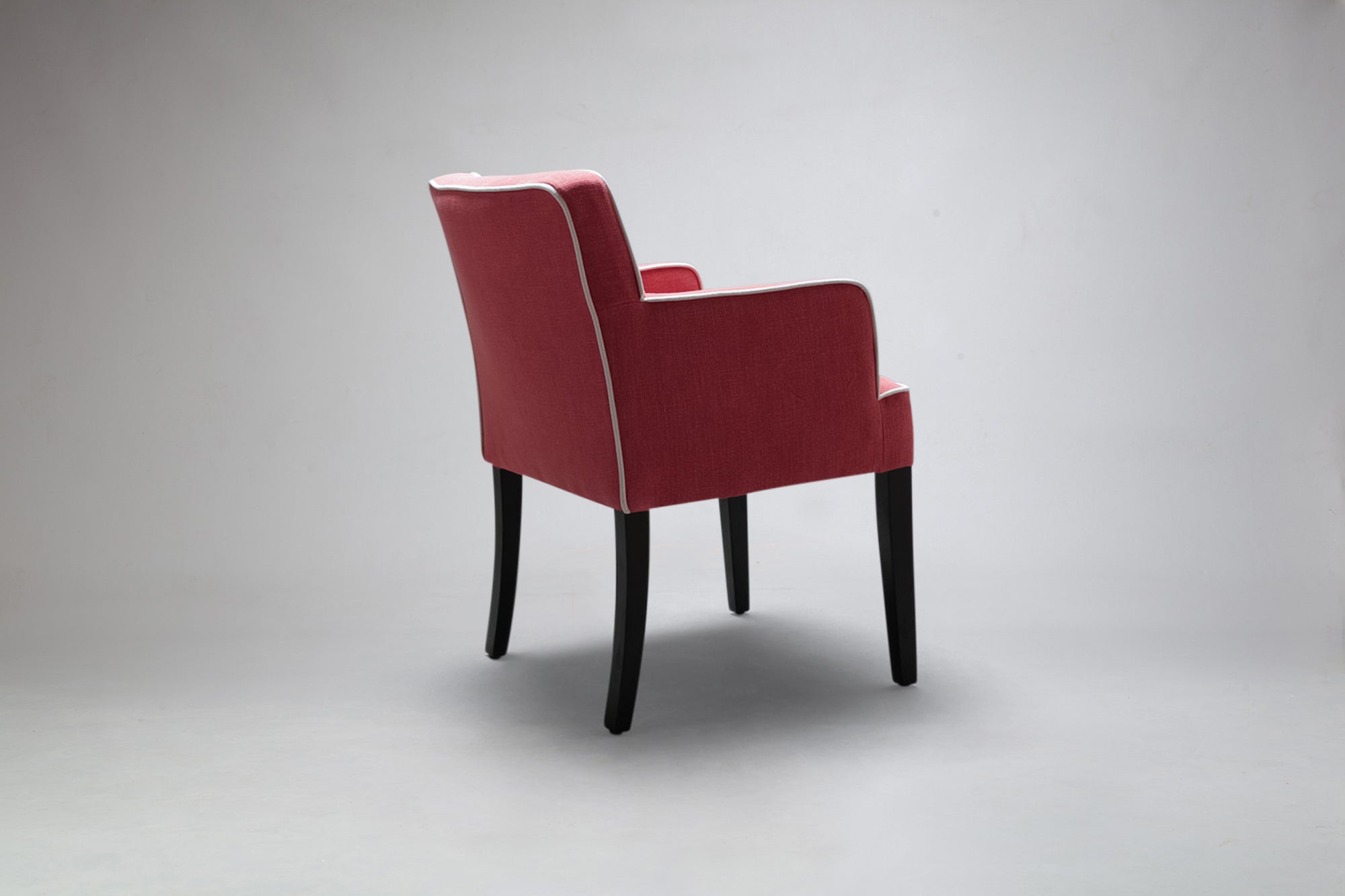 Side Rear Angle Mel Carver Dining Chair Piping Detail 