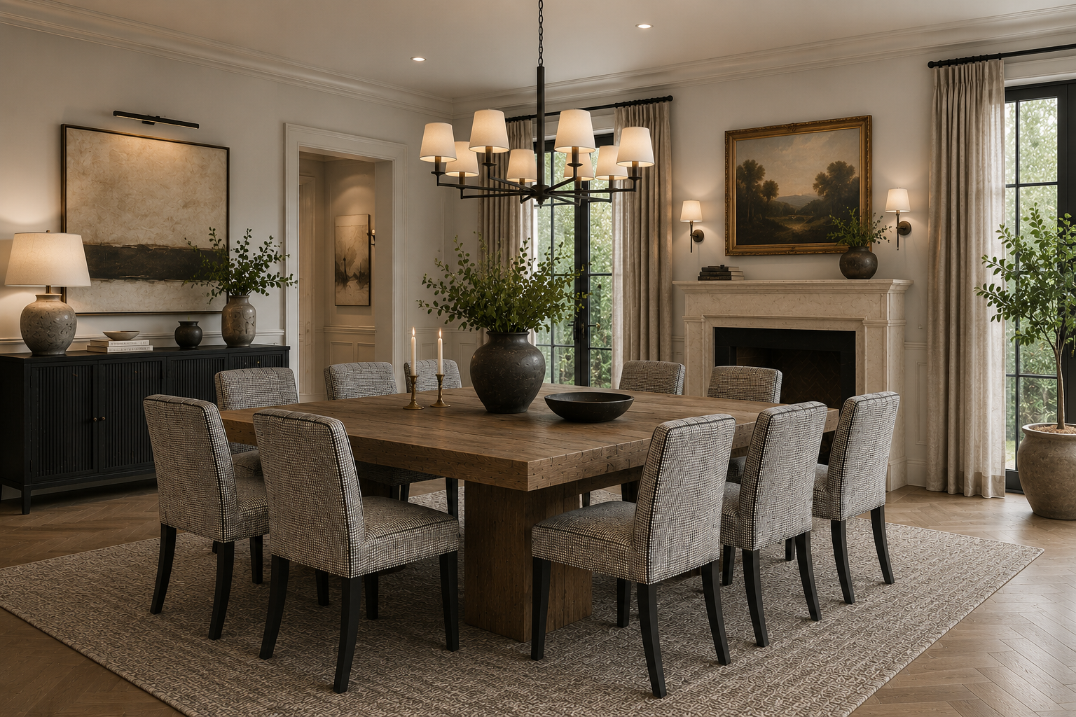 Mel High Back Dining Chair In Dining Room Scene