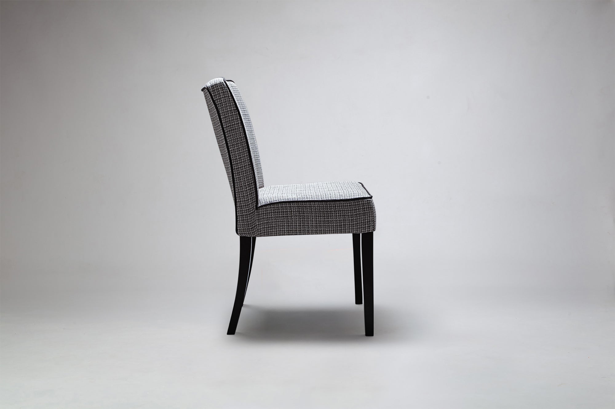 Side Profile Mel High Back Dining Chair Piping Detail