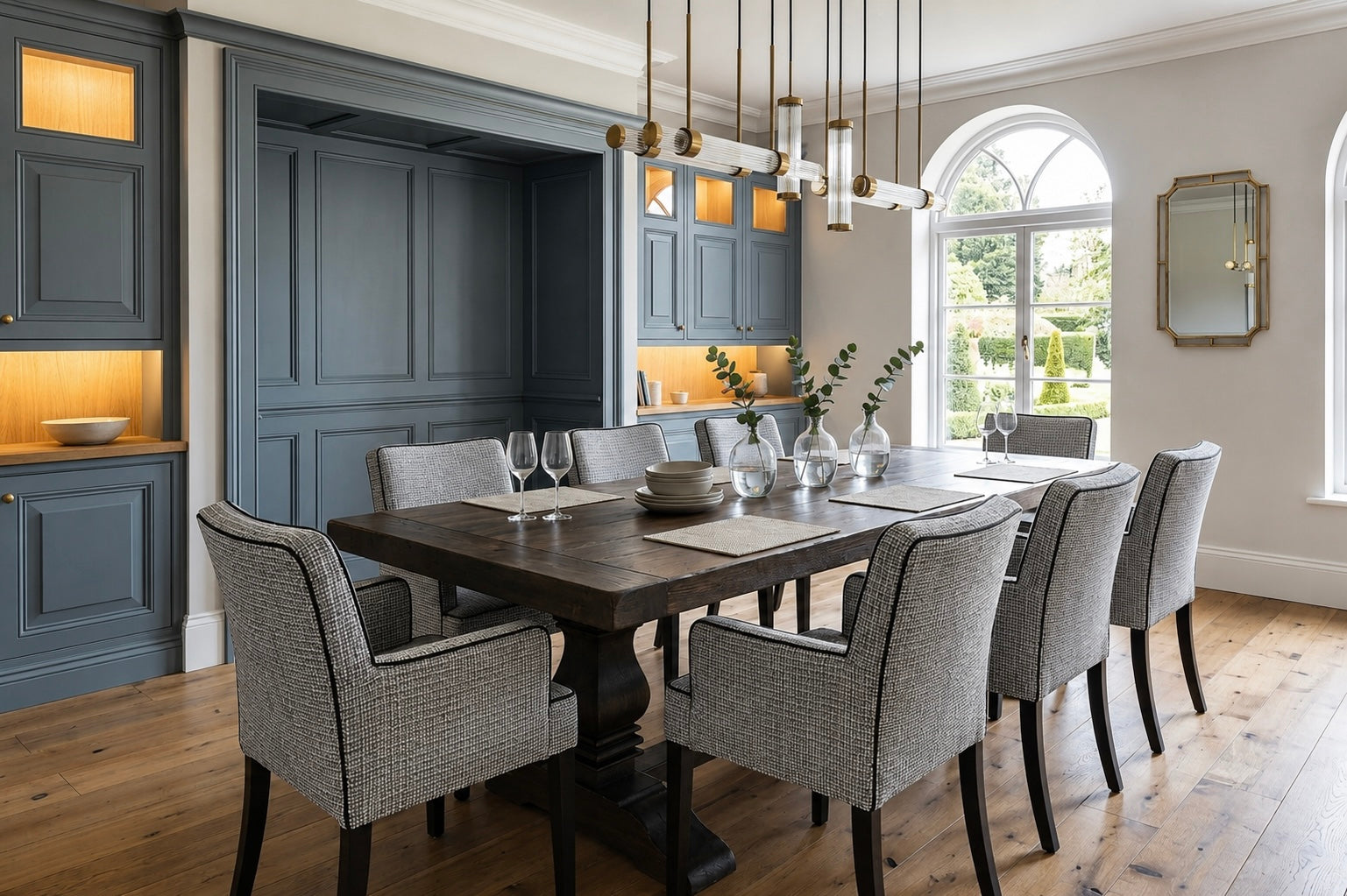 Dining Room With Mel High Back Carver Dining Chairs