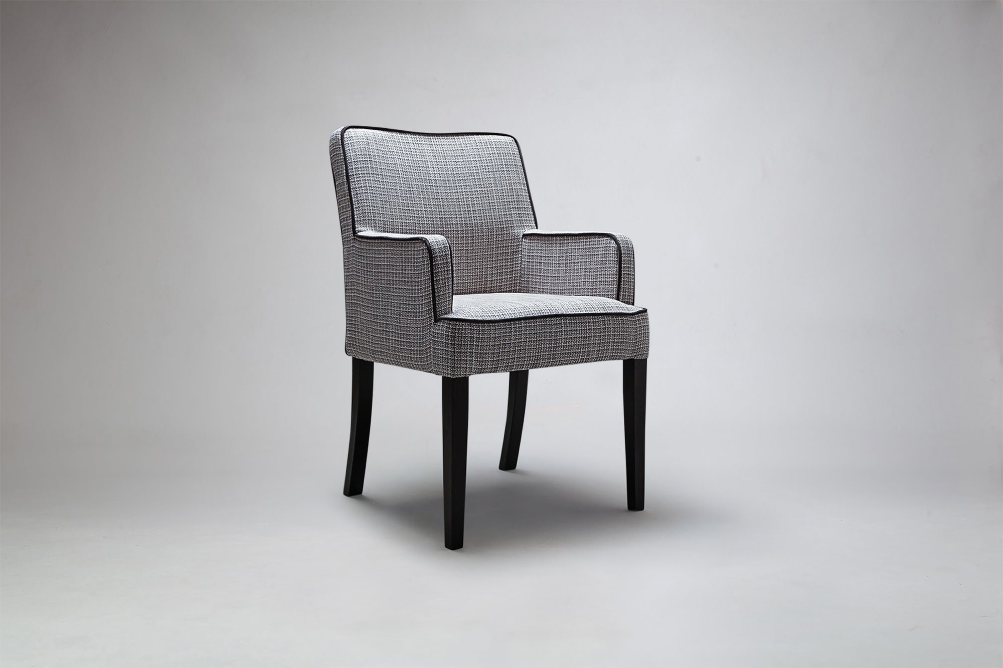 Side Front Profile Mel High Back Carver Dining Chair Piping