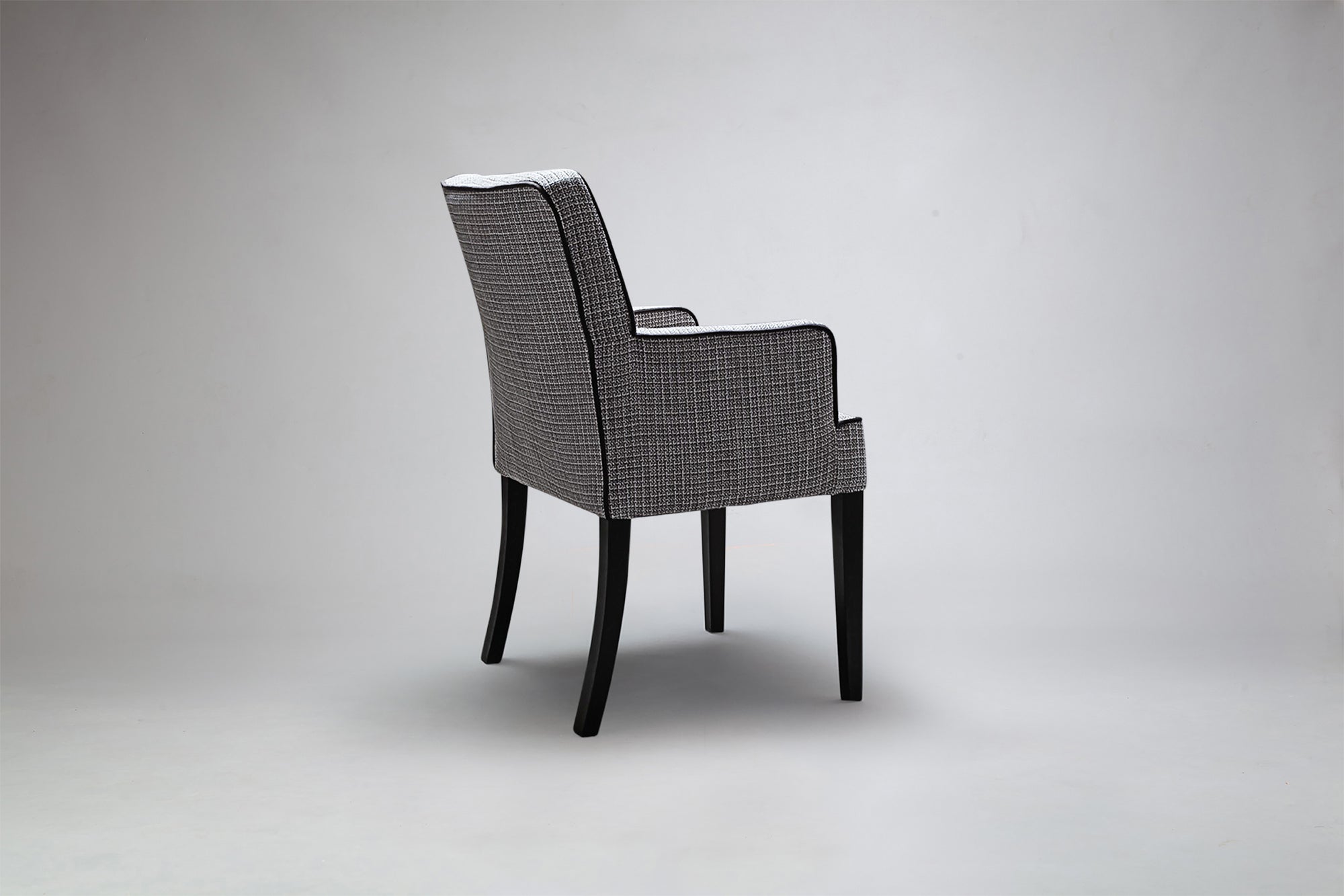 Side Rear Profile Mel High Back Carver Dining Chair Piping