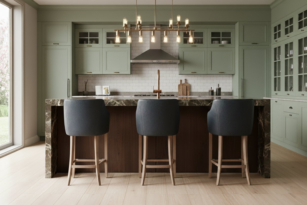 Milan Carver Bar Stool at Kitchen Island