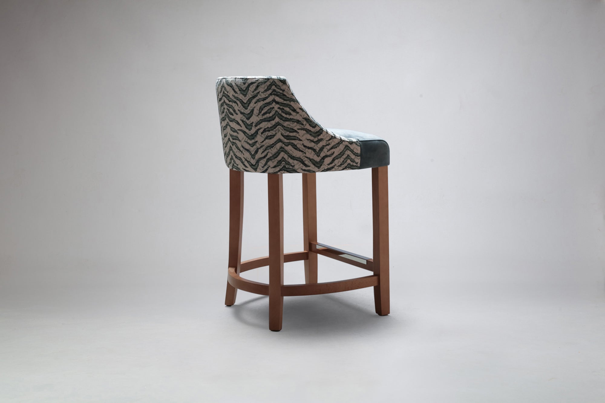 Side Angle Milano Low Back Bar Stool in Combination Fabrics