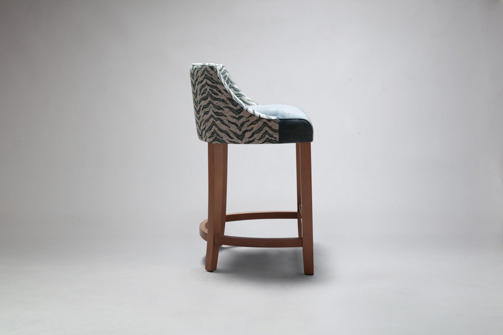Side View Milano Low Back Bar Stool in Combination Fabrics