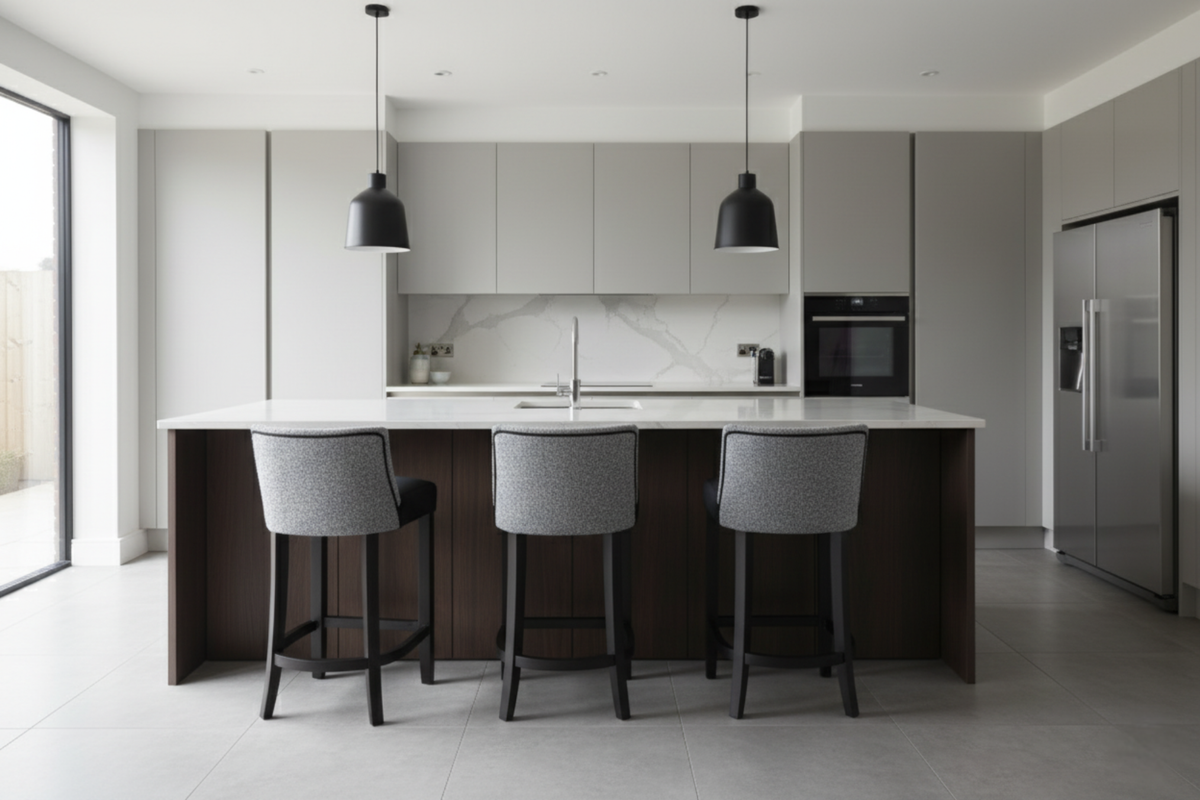 Milano Petite Flute Low Back Bar Stool in Kitchen Scene