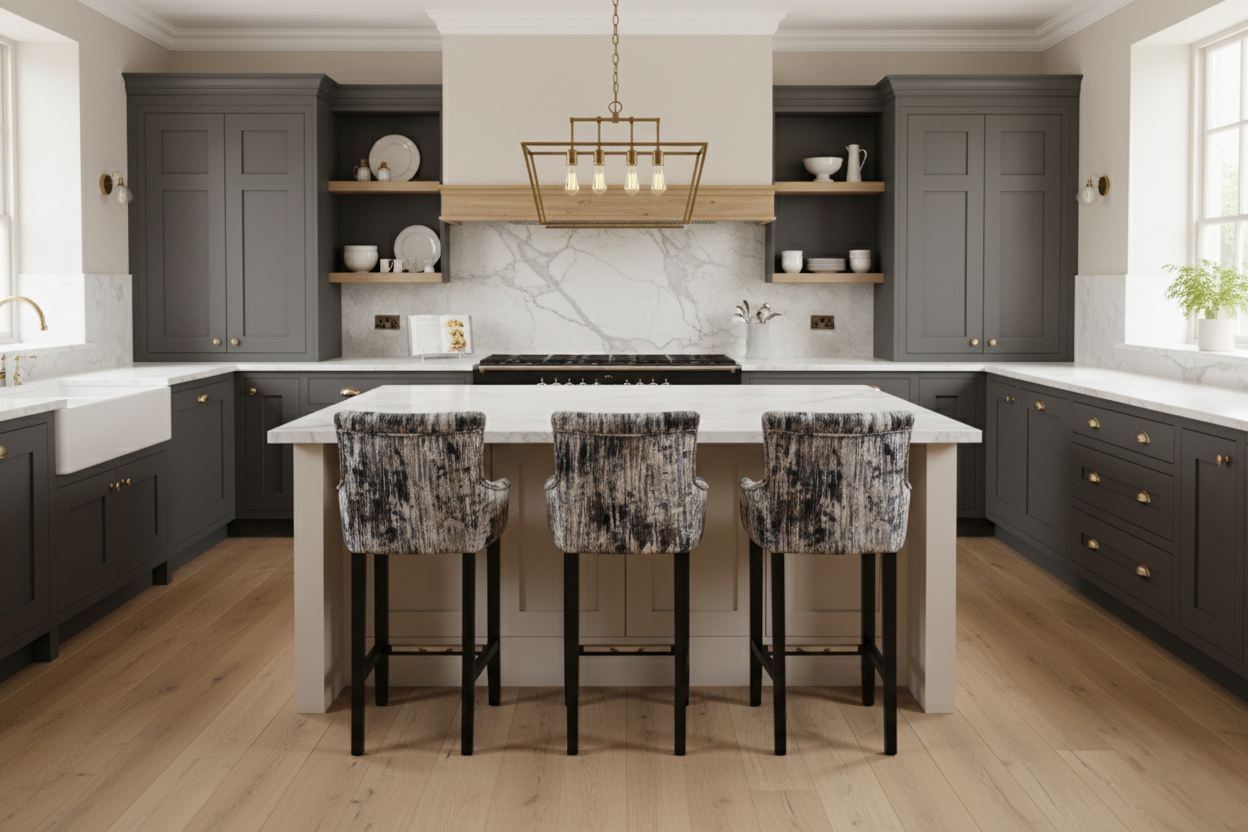 Ollive Curve Back Bar Stool Kitchen Island Scene