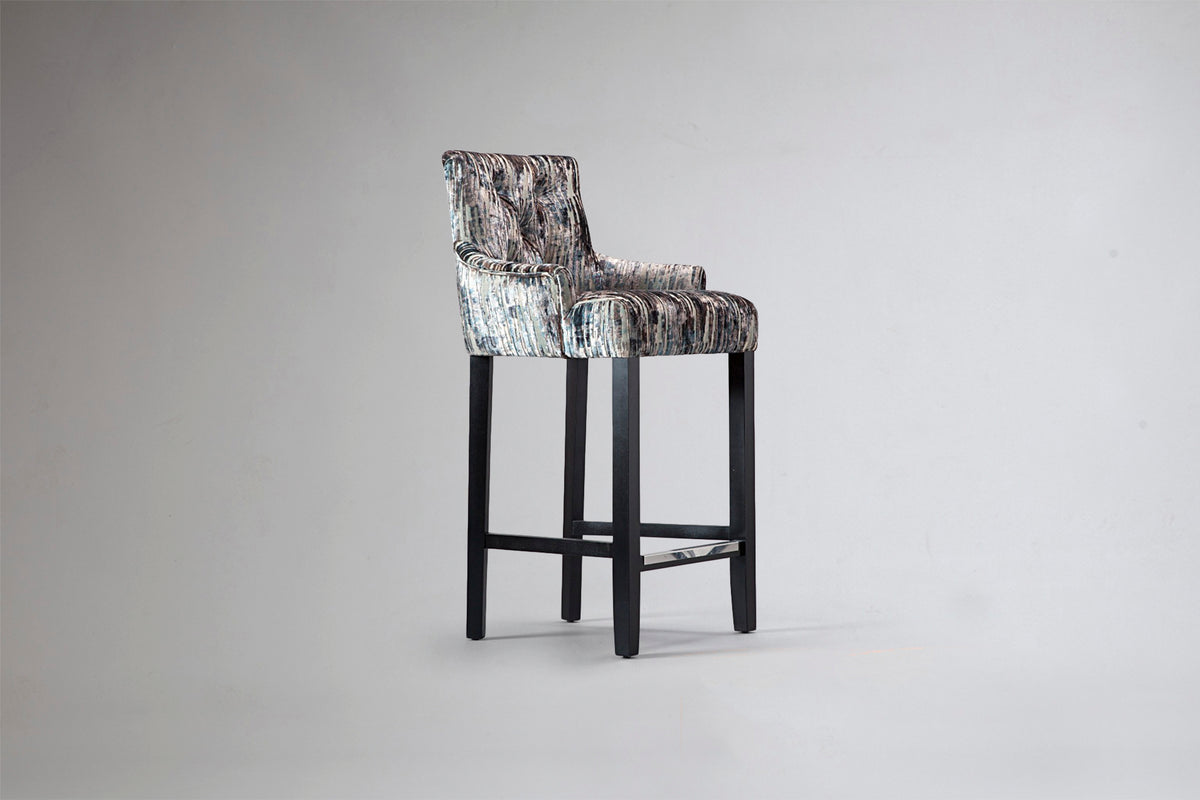 Ollie Curve Back Button Bar Stool Side Rear Angle