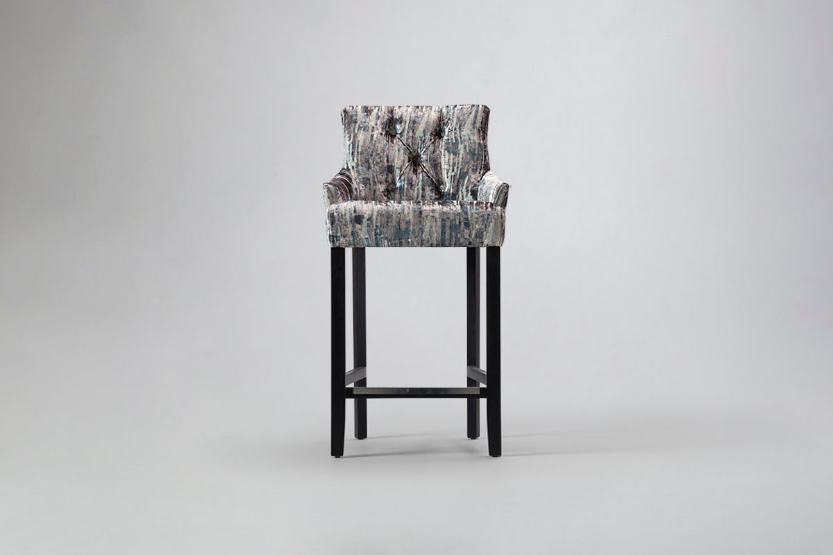Ollie Curve Button Back Bar Stool Front View