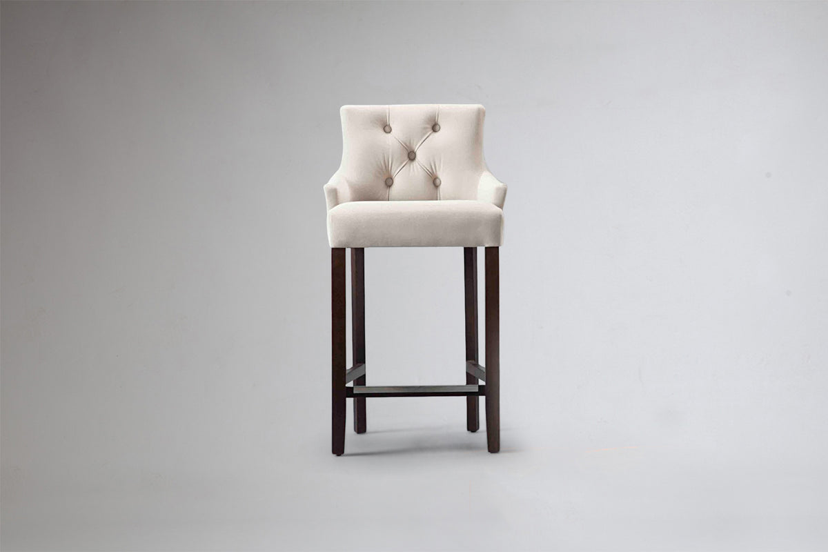 Ollie Curve Button Back Bar Stool Front View