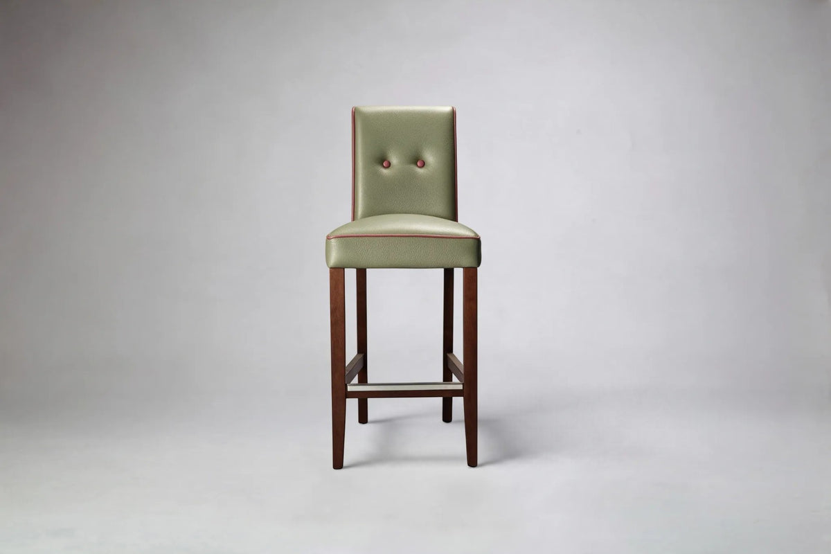 Paris Button Back Bar Stool Piping Front View