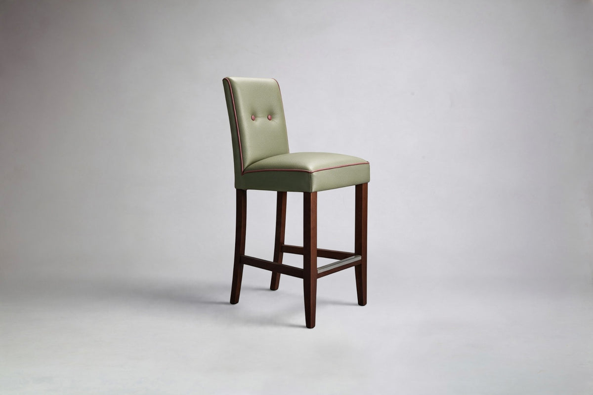 Paris Button Back Bar Stool Piping Front Side View
